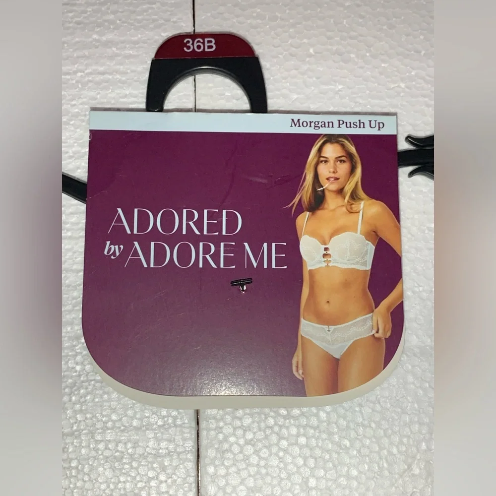 Women’s Morgan Natural Lift Lace Push Up Bra Adored by Adore Me Pink 36B